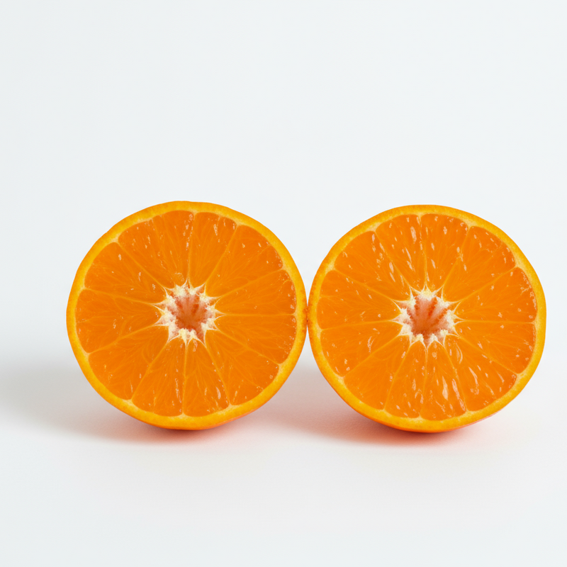 Mini tangerina aberta no meio 